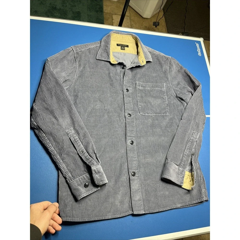 Banana Republic Men's Blue‎ Gray Button-Up Shirt, Size M Organic Cotton Nice!
